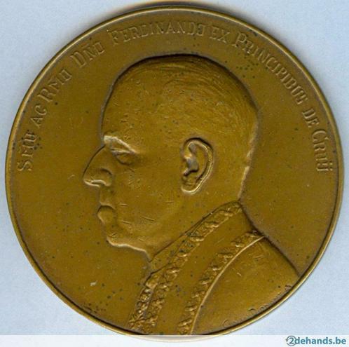 Bronzen Medaille Ferdinando Ex Princpibus de Cruij, Antiquités & Art, Curiosités & Brocante