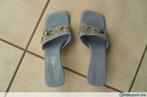 Sandale à talon, mule cuir, clacla,  Sergio Rossi bleu. T 36, Porté, Sandales de bain