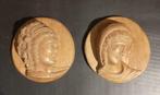 Médaillons en chêne .Sculpture de 2 têtes féminines, Enlèvement ou Envoi