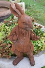 Grappig gietijzeren konijn, meneer konijn (Alice in, Tuin en Terras, Ophalen of Verzenden, Nieuw, Overige materialen, Dierenbeeld