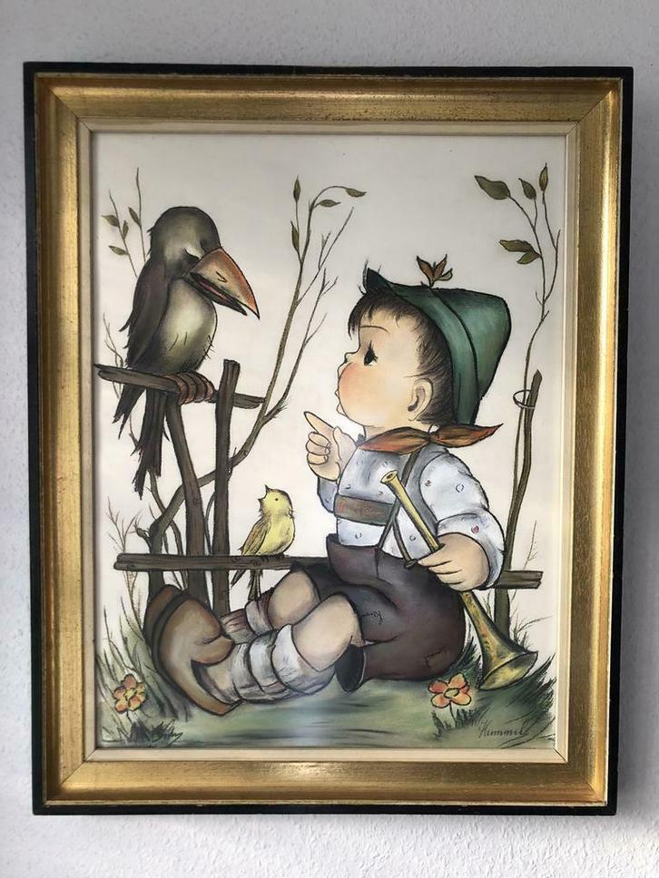 2 prachtige echte pasteltekeningen Hummel - GEEN PRINTS, Verzamelen, Beelden en Beeldjes, Zo goed als nieuw, Hummel, Ophalen of Verzenden