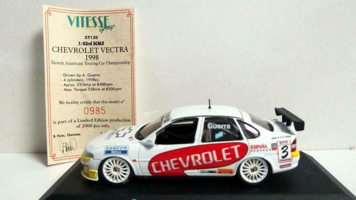 Chevrolet Vectra Sudam 98 A. Guerra ONYX + certificaat Opel, Hobby en Vrije tijd, Modelauto's | 1:43, Zo goed als nieuw, Auto