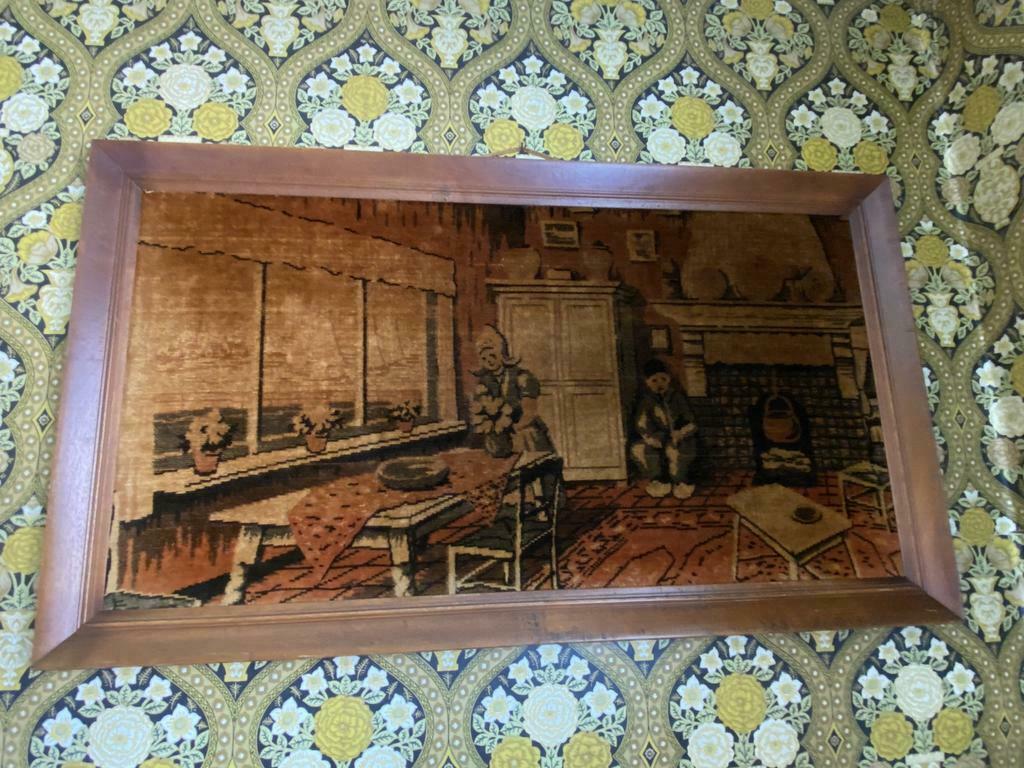 Schilderij in stof met houten kader, Ophalen of Verzenden, Schilderij