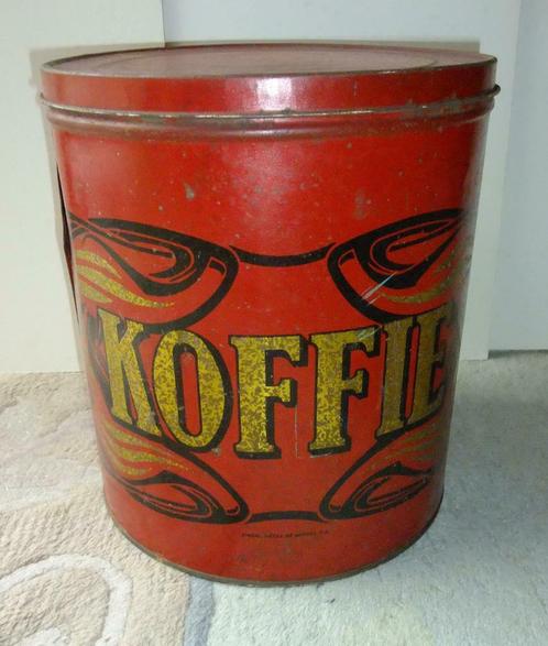 Belle boîte de rangement vintage : grande & ronde - "Koffie", Antiquités & Art, Antiquités | Ustensiles de cuisine, Envoi