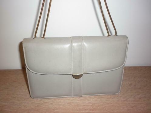mooie vintage grijze lederen handtas, Handtassen en Accessoires, Tassen | Damestassen, Handtas, Ophalen of Verzenden
