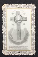 Kanten Devotieprentje Heilig Kruis met baby Jezus - ca. 1850, Bidprentje, Ophalen of Verzenden
