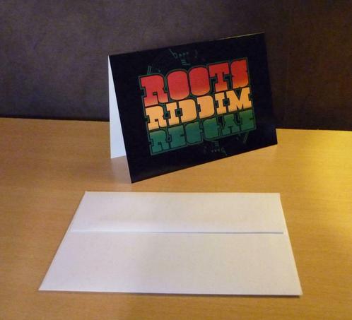 Wenskaart Roots Riddim Reggae met muzieknoten, Diversen, Wenskaarten, Ophalen of Verzenden