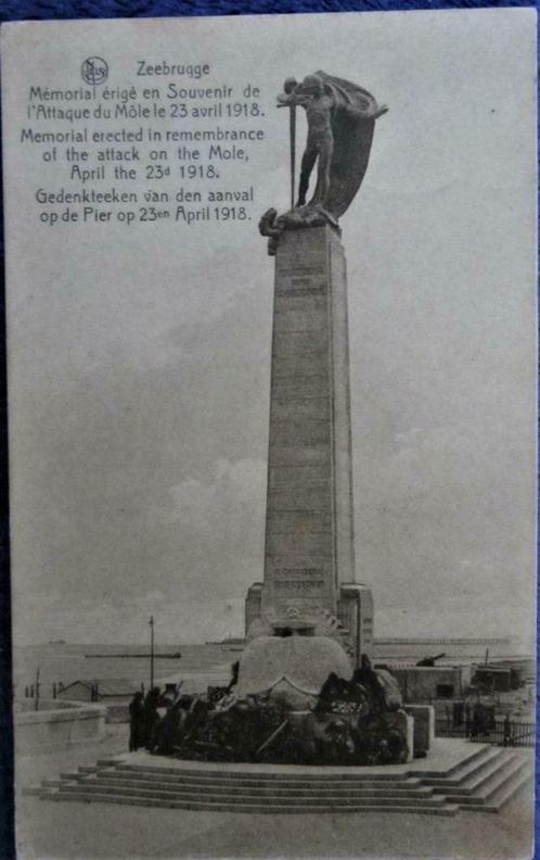 POSTKAART- ZEEBRUGGE,OORLOGSMONUMENT, AANVAL OP DE PIER 1918, Verzamelen, Postkaarten | België, Gelopen, West-Vlaanderen, 1920 tot 1940