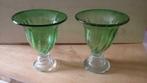 Vaas / vazen in oud glas groen / wit, Antiek en Kunst, Ophalen of Verzenden