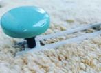 Oude Franse kapstok, 3 metalen turquoise bollen, Ophalen of Verzenden