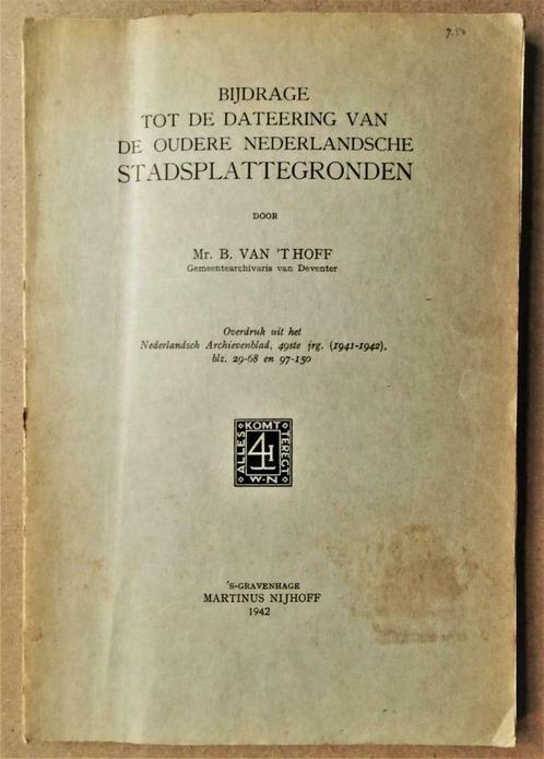 Oudere Nederlandsche Stadsplattegronden (Bijdrage) - 1942, Boeken, Atlassen en Landkaarten, Gelezen, Overige typen, Nederland