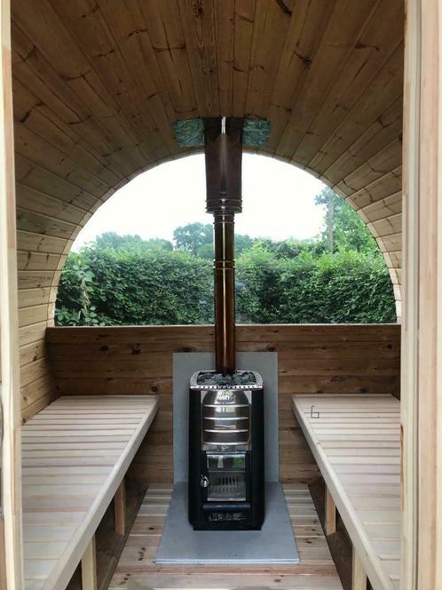 Barrelsauna ! vb:300x227 thermowood uit stock leverbaar!, Sport en Fitness, Sauna, Nieuw, Complete sauna, Fins of Traditioneel