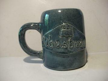 Chope à bière Haesbrau céramique bleue, Envoi, Comme neuf, Verre à bière