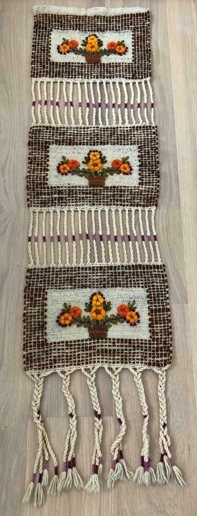 Wanddecoratie/muurhanger macramé geweven - 70s, Huis en Inrichting, Woonaccessoires | Wanddecoraties, Gebruikt, Ophalen of Verzenden