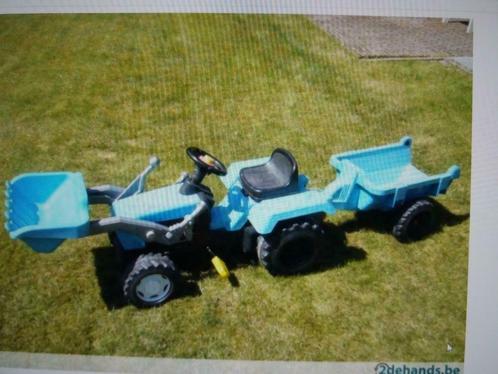 mooie blauwe laadscheptractor met kar - Smoby, Kinderen en Baby's, Speelgoed | Buiten | Voertuigen en Loopfietsen, Zo goed als nieuw