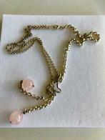 Zilveren ketting met roze parels, Handtassen en Accessoires, Kettingen, Verzenden, Zo goed als nieuw, Roze, Zilver