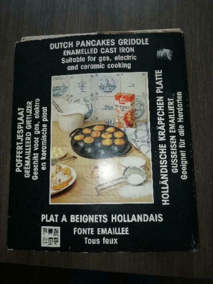 Poffertjesplaat in geëmailleerd gietijzer, Huis en Inrichting, Keuken | Keukenbenodigdheden, Ophalen of Verzenden