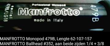 Professioneel Manfrotto Eenpoot statief + extra ballhead.