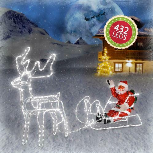 Kerstman & Rendier Met Slee. 432 Leds. 72 FLASH LEDS!!, Diversen, Kerst, Nieuw, Ophalen of Verzenden