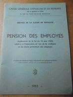 Franstalig boekje /Carnet "pension des employés"  1953, Ophalen of Verzenden, Zo goed als nieuw