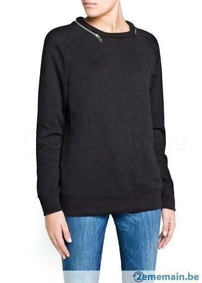Pull Sweat-Shirt zip noir MANGO L NWT, Kleding | Dames, Truien en Vesten, Nieuw, Maat 42/44 (L), Zwart, Verzenden