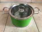 Groene kookpot met glazen deksel - 25x15cm - ook voor induct, Inox, Plaque céramique, Utilisé, Casserole ou Cocotte-minute