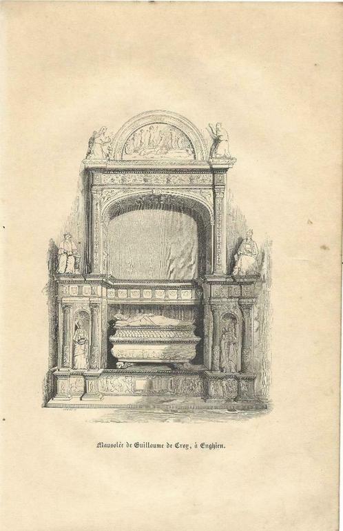 1853 - Edingen / Enghien - mausuleum van Guillaume de Croy, Antiquités & Art, Art | Eaux-fortes & Gravures, Enlèvement ou Envoi