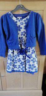 Kleedje met blauwe bloemen en bloemenriem 128, Kinderen en Baby's, Ophalen of Verzenden, Gebruikt, Meisje, Jurk of Rok