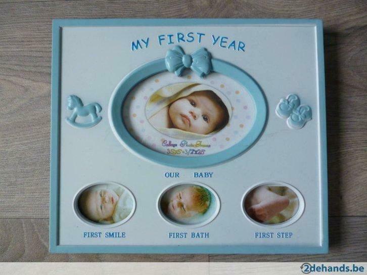 fotokader my first year blauw, Huis en Inrichting, Woonaccessoires | Lijsten, Gebruikt, Ophalen of Verzenden