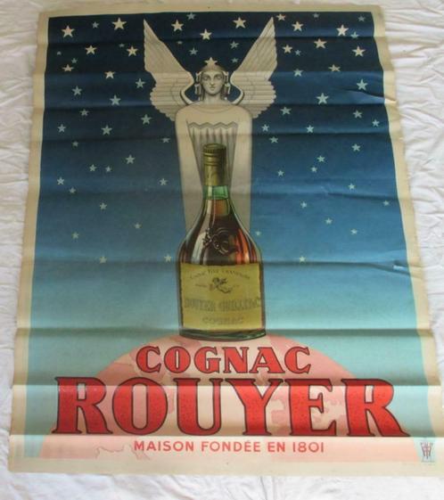 oude affiche cognac Rouyer met sfinks 2AE, Collections, Marques & Objets publicitaires, Utilisé, Envoi