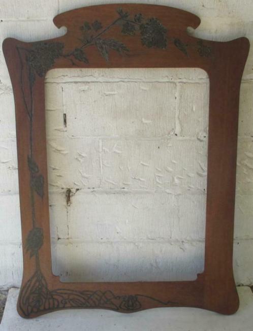 art nouveau houten spiegel handgesneden decoratie 25, Antiquités & Art, Antiquités | Miroirs, Enlèvement