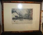 A. Reichmann - Gravure Campagne hivernale - 44 x 35 cm, Enlèvement ou Envoi