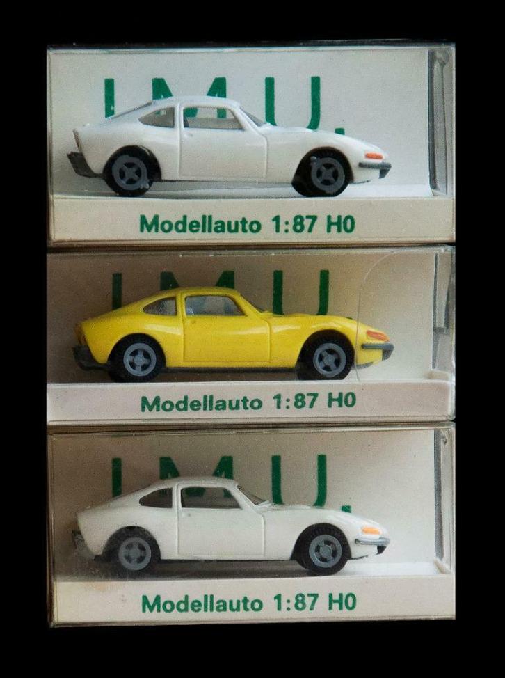 OPEL GT 1:87 lot van 4 autootjes I.M.U., Hobby en Vrije tijd, Modelauto's | 1:87, Zo goed als nieuw, Auto, Verzenden