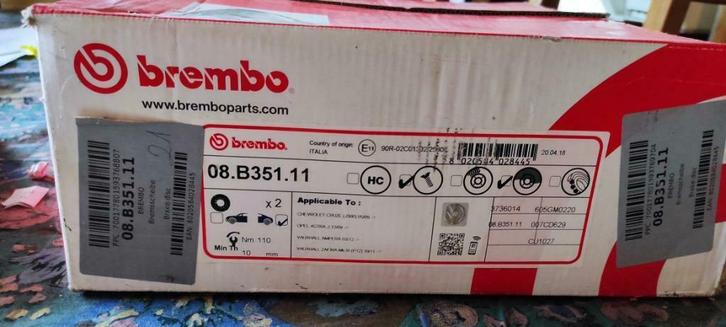 Disque de frein Brembo 08.B351.11, Auto-onderdelen, Remmen en Aandrijving, Nieuw, Ophalen
