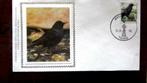 FIRST DAY COVER OP ZIJDE- VOGELS VAN BUZIN- DE SPREEUW, Ophalen of Verzenden, Gestempeld, Dier of Natuur