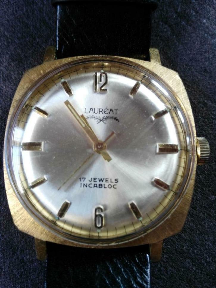 Montre Lauréat Incabloc, Handtassen en Accessoires, Horloges | Heren, Gebruikt, Polshorloge, Overige merken, Overige materialen
