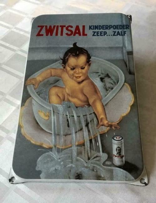 Zwitsal Emaille reclame bord kinderpoeder zeep zalf, Verzamelen, Merken en Reclamevoorwerpen, Zo goed als nieuw, Reclamebord, Verzenden