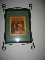 Religieuze foto met metalen Kader onder glas (zwaar), Antiek en Kunst, Ophalen of Verzenden