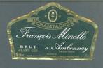 Champagne etiket François Minelle, Ophalen of Verzenden, Zo goed als nieuw, Overige typen