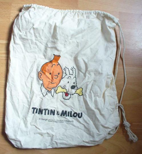 TINTIN - GRAND SAC EN TOILE AVEC CORDE, Collections, Personnages de BD, Utilisé, Ustensile, Tintin, Enlèvement ou Envoi