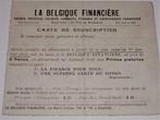 carte de souscription LA BELGIQUE FINANCIERE