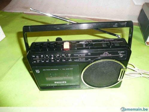 radio portative philips D 7180-00 (K7 en panne)(n°2 noir), Audio, Tv en Foto, Tuners, Gebruikt, Ophalen of Verzenden