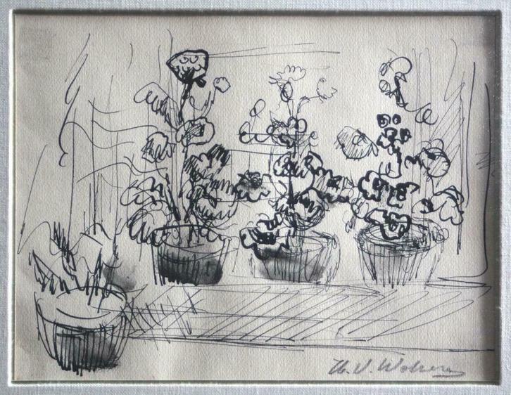 inkttekening  Henri-Victor Wolvens (1896-1977), Antiek en Kunst, Kunst | Tekeningen en Fotografie, Ophalen of Verzenden