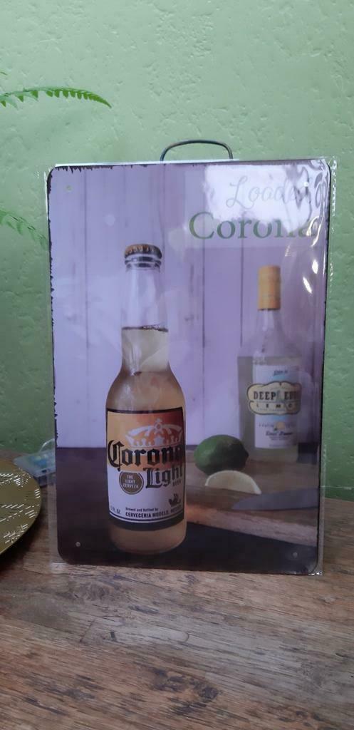 Nieuwe metalen plaat Corona bier, Verzamelen, Biermerken, Nieuw, Reclamebord, Plaat of Schild, Verzenden