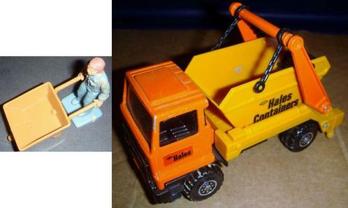 Skip Truck Bedford Hales Containers, Matchbox K-28 + person., Hobby en Vrije tijd, Modelauto's | Overige schalen, Gebruikt, Bus of Vrachtwagen