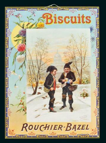 Carton publicitaire ancien ROUCHIER BAZEL  Biscuits, Enlèvement ou Envoi