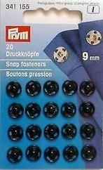 20 boutons pression noir 9 mm laiton inoxydable 341155, Enlèvement ou Envoi, Neuf