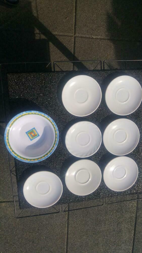 7 Sous tasses et 1 bol en céramique, Maison & Meubles, Enlèvement ou Envoi, Comme neuf, Céramique