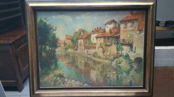 Georges Lemmers grand tableau huile sur toile Aurillac