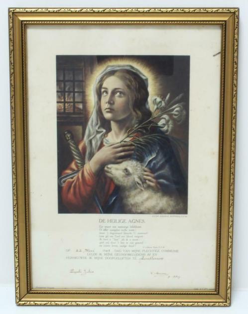 Cadre religieux : Marie Joseph Jésus-Sainte Agnès-Géneviève, Antiquités & Art, Antiquités | Objets religieux, Enlèvement ou Envoi